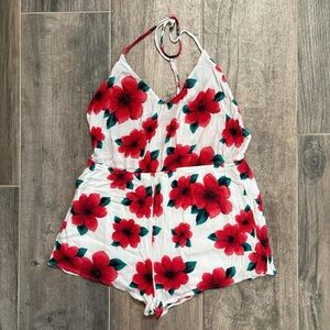 Forever 21 Red Floral Romper
